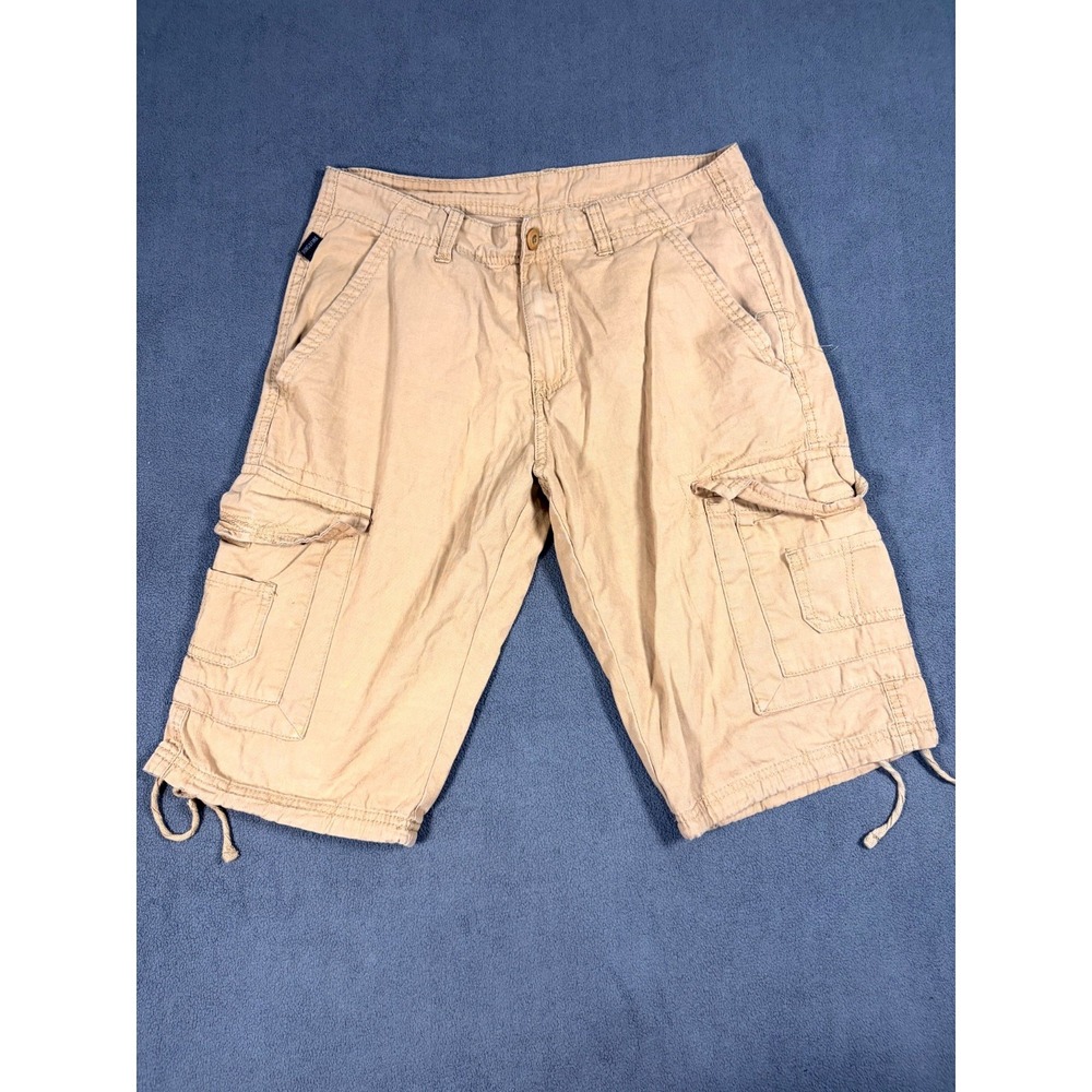 Ring‎ of Fire Authentic Cargo Shorts Mens 30 Brown Cotton Logo Drawstring Hem